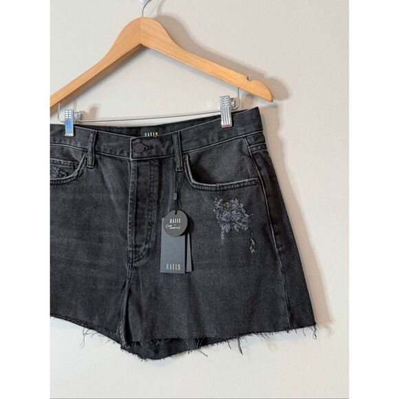 Rails The Fairfax High Rise Cut Off Denim Short Ash Black Size 30 Distressed NEW - Picture 3 of 7